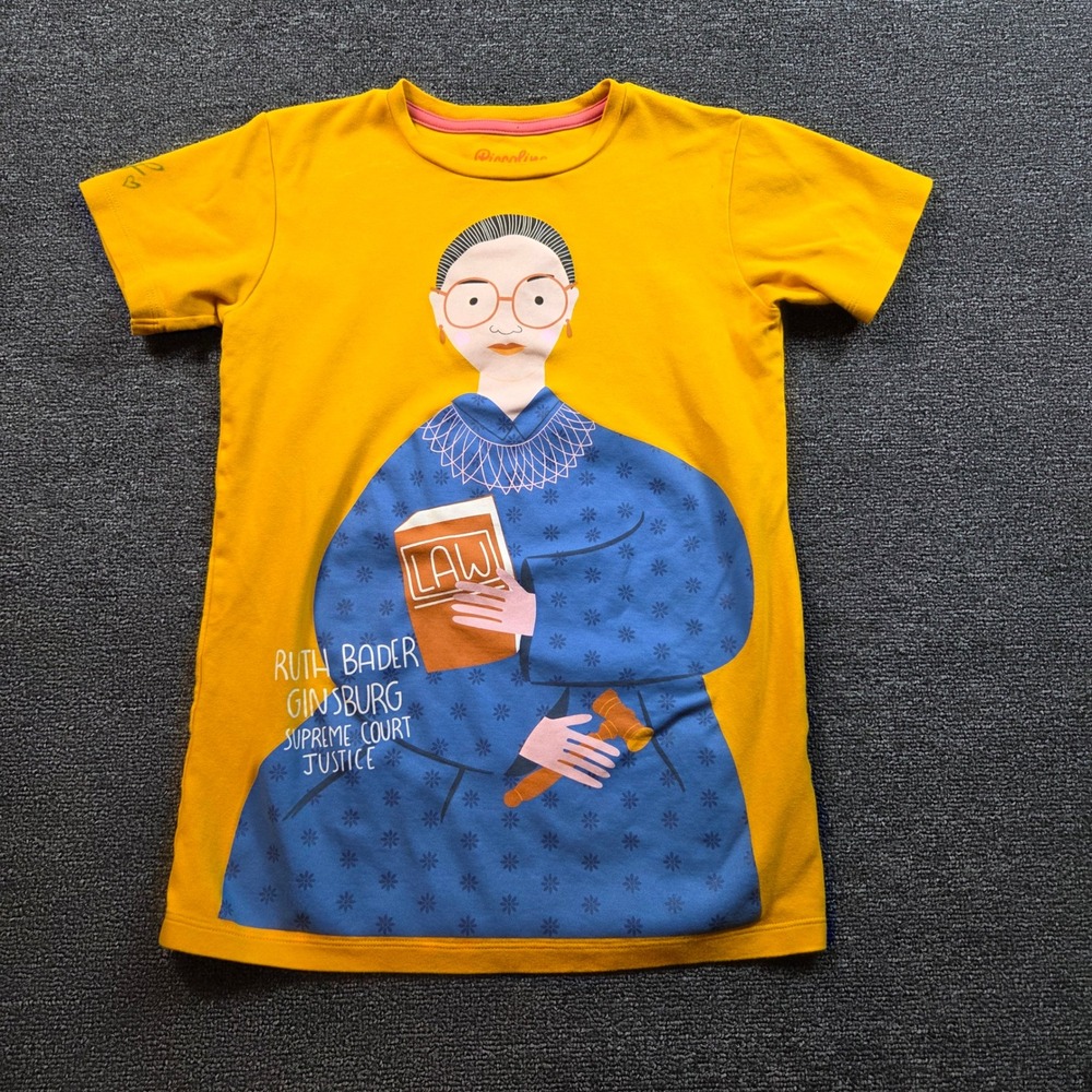 Piccolina Ruth Bader Ginsburg T Shirt Kids Size 14 Yellow RBG Trailblazer Tee